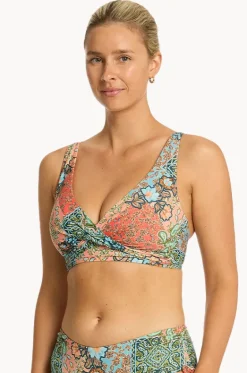Bikini Tops^Sea Level Java Cross Front Bra Coral