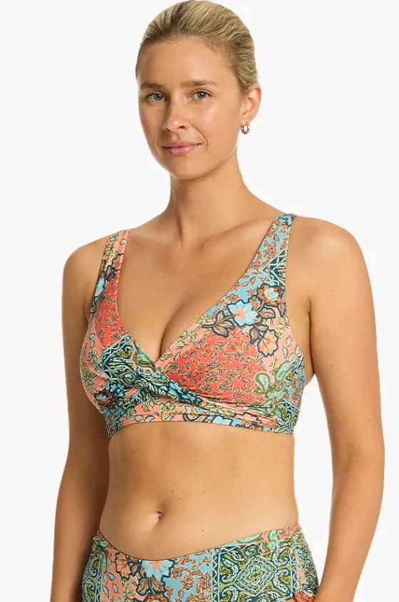 Bikini Tops^Sea Level Java Cross Front Bra Coral