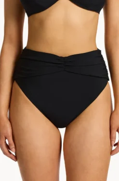 Bottoms^Jets et High Waist Ruched Pant BLACK