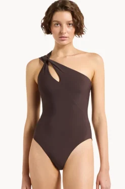 One Pieces^Jets et One Shoulder One Piece Chocolate
