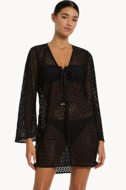 Overswim^Jets et Stretch Lace Kaftan Black