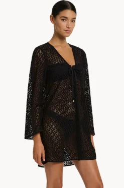 Overswim^Jets et Stretch Lace Kaftan Black