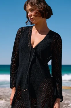 Overswim^Jets et Stretch Lace Kaftan Black