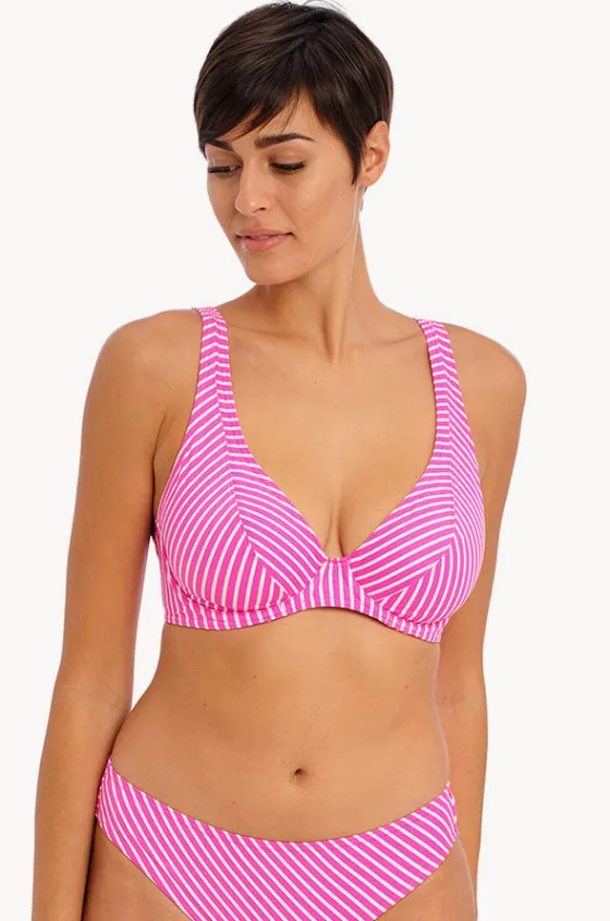Bikini Tops^Freya Jewel Cove Stripe H Cup Plunge Bra Raspberry/White