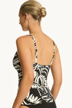 Tankini Tops^Sea Level Jungle Book Cross Front Tankini Separate Black