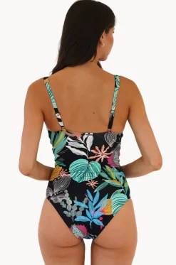 One Pieces^Moontide Jungle F/G Cup Tie Front One Piece Black