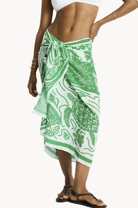 Sarongs^Sea Level Jungle Lino Long Sarong Green