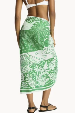 Sarongs^Sea Level Jungle Lino Long Sarong Green