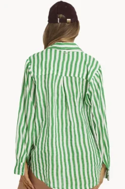 Tops^Billabong Kelly Stripe Swell Button Shirt Green