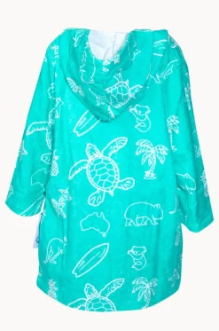 Towel Robes & Ponchos|Towel Robes & Ponchos^Back Beach Co Kids Australia Hooded Towel Robe 5-7Y Teal