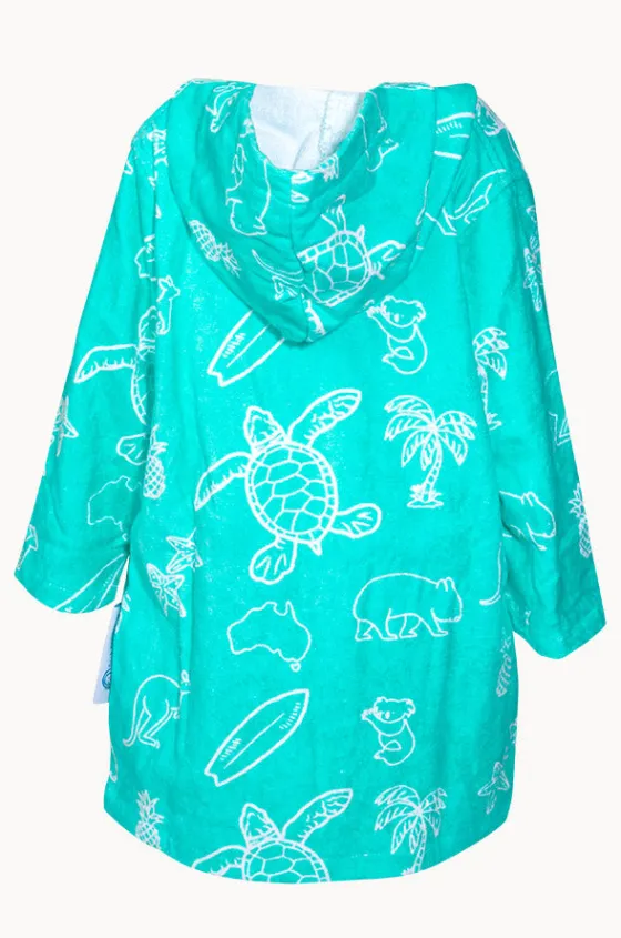Towel Robes & Ponchos|Towel Robes & Ponchos^Back Beach Co Kids Australia Hooded Towel Robe 5-7Y Teal