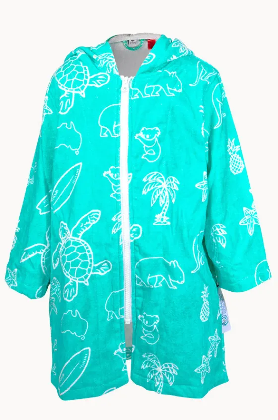 Towel Robes & Ponchos|Towel Robes & Ponchos^Back Beach Co Kids Australia Hooded Towel Robe 3-5Y Teal