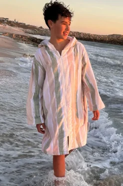 Towel Robes & Ponchos|Towel Robes & Ponchos^Back Beach Co Kids Island Hooded Towelling Robe 7-11Y Sand