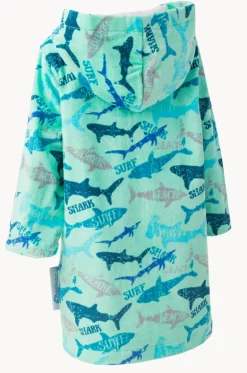 Towel Robes & Ponchos|Towel Robes & Ponchos^Back Beach Co Kids Sharky Hooded Towelling Robe 5-7Y Mint