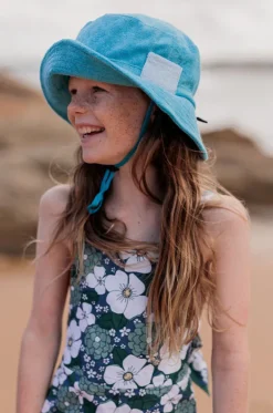 Hats|Hats^Acorn Kids Terry Towelling Bucket Hat Azure