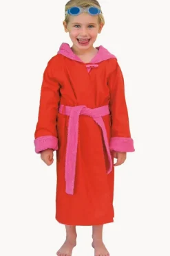 Towel Robes & Ponchos|Towel Robes & Ponchos^Rappco Kids Waterproof Hooded Towelling Robe 3-9Y Orange/pink