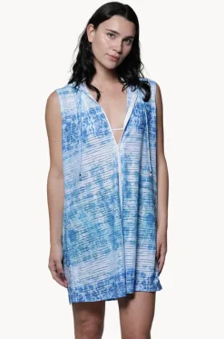 Overswim^J.valdi La Onda Sleeveless Zip Hoodie Blue/white