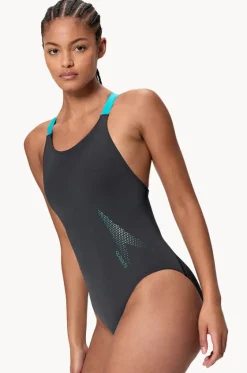 One Pieces^Speedo Leaderback One Piece Black/Blue