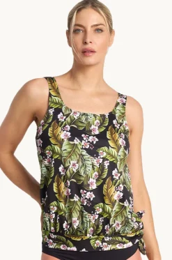 Tankini Tops^Poolproof Leafique Scoop Blouson Tankini Separate BLACK