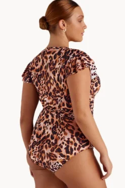 Rashies & Sunsuits^Sunsoaked o Ruffle Sleeve Sunsuit Leopard