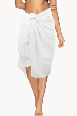 Sarongs^Sundrenched Long Plain Fringed Sarong White