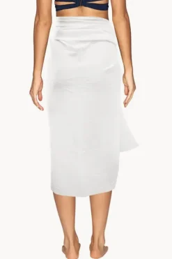 Sarongs^Sundrenched Long Plain Fringed Sarong White