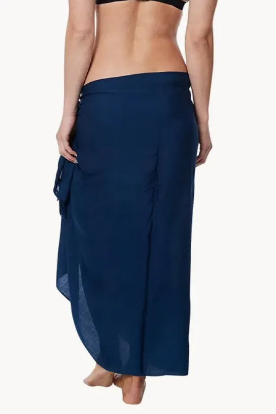 Sarongs^Sundrenched Long Plain Fringed Sarong Navy