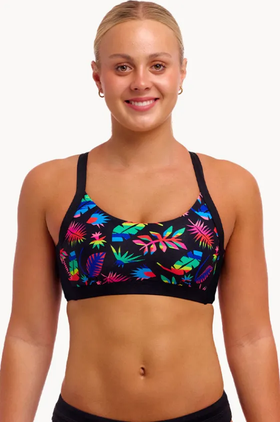 Bikini Tops^Funkita Lost Leaf DD/E Cup Hold Steady Crop Black/multi