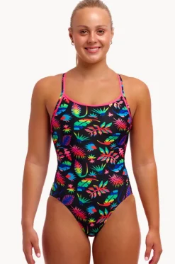 One Pieces^Funkita Lost Leaf Diamond Back One Piece Black/multi