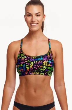 Bikini Tops^Funkita Love Funky Sports Top Black/multi