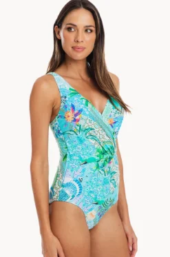 One Pieces^Togs Swimwear Lucca Surplice One Piece Aqua