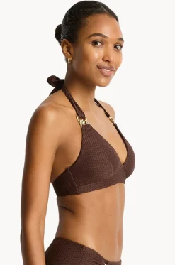 Bikini Tops^Sea Level Luminara Longline Halter Cocoa