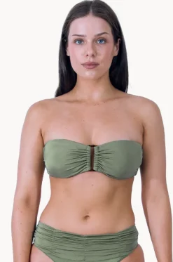 Bikini Tops^Monte u0026 Lou Lustre Bilgola Bandeau Olive