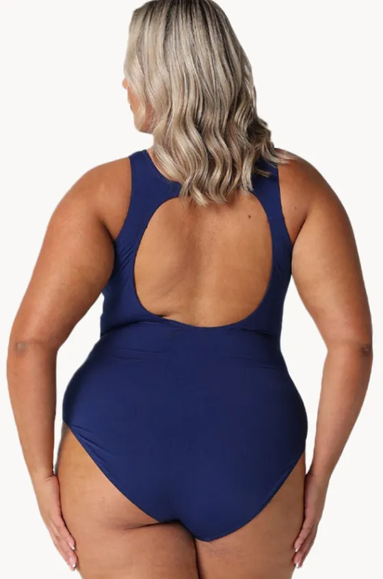 One Pieces^Capriosca Luxe Sport Zip High Neck One Piece Navy/Pink