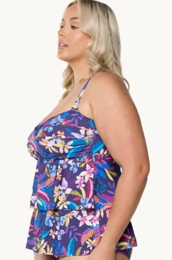 Tankini Tops^Capriosca Majorca Tiered Bandeau Tankini Separate Purple/multi