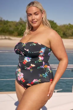 One Pieces^Capriosca Malibu Twist Front Bandeau One Piece Black/multi