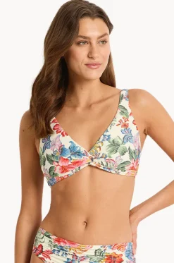Bikini Tops^Monte u0026 Lou Marisol Multi Fit Twist Crop Blue/natural