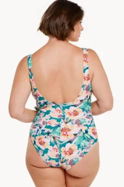 One Pieces^Capriosca Maui Tie Cross Over One Piece Pink/Green