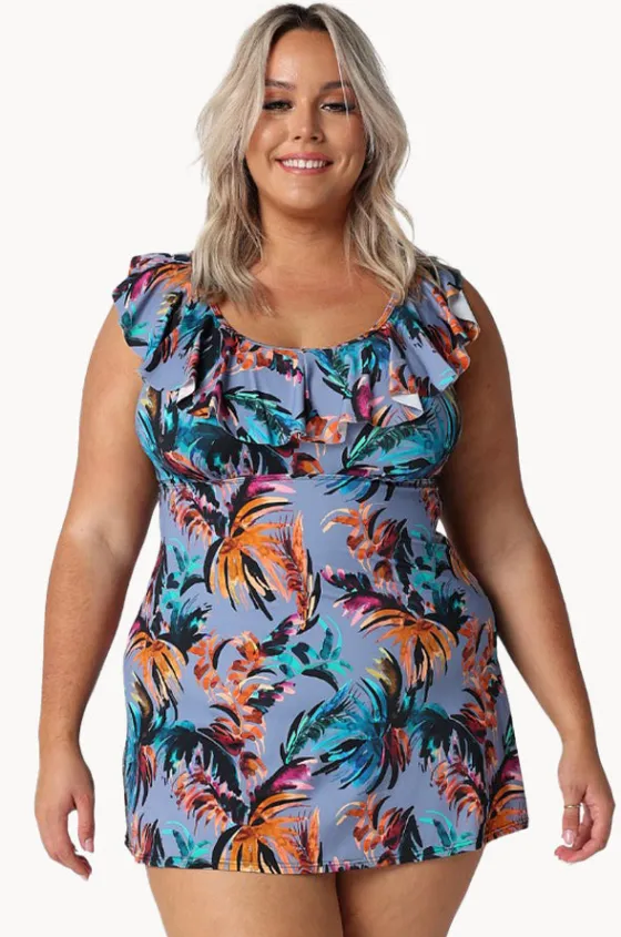 One Pieces^Capriosca Mauritius Frill Swim Dress Dusty blue