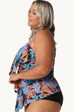 Tankini Tops^Capriosca Mauritius Tiered Frill Tankini Separate Dusty blue