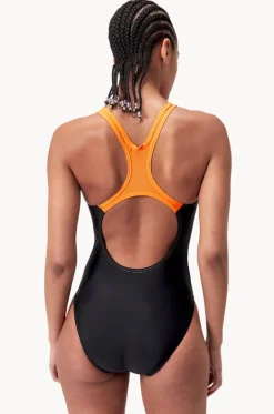 One Pieces^Speedo Medley Logo One Piece Black/Orange
