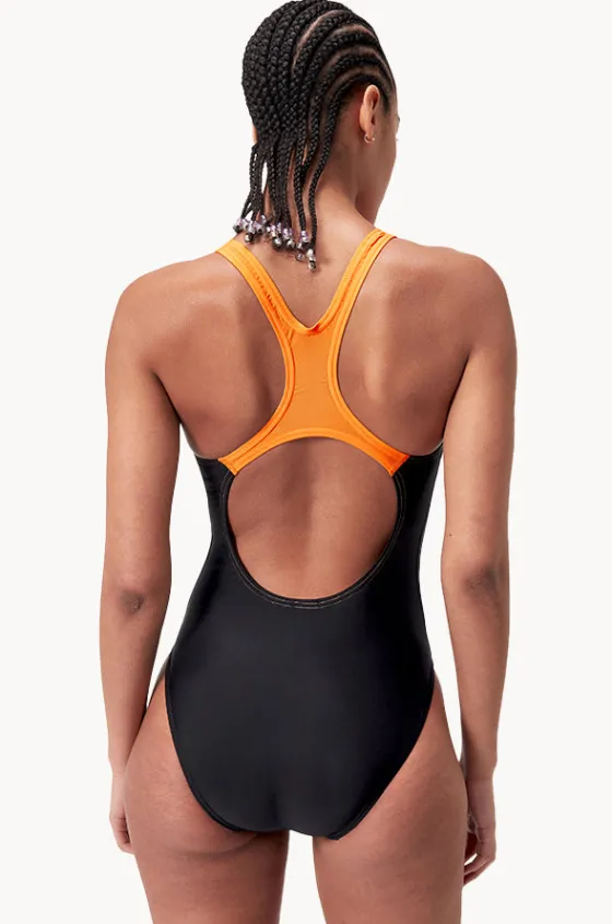 One Pieces^Speedo Medley Logo One Piece Black/Orange