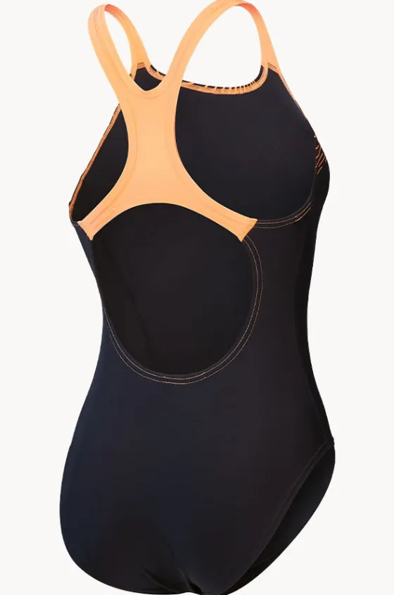 One Pieces^Speedo Medley Logo One Piece Black/Orange