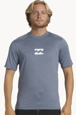 Rashies^Billabong Mens All Day Wave Short Sleeve Suntop Navy