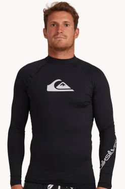 Rashies^Quiksilver Mens All Time Suntop Black