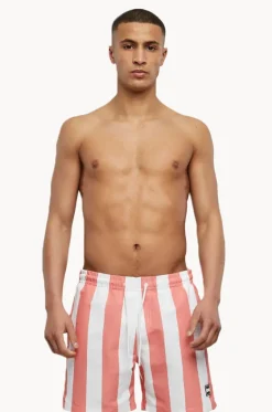 Boardshorts^Urban Classics Mens Bar Stripe Swim Short Pink/white