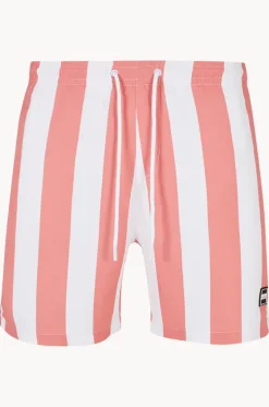 Boardshorts^Urban Classics Mens Bar Stripe Swim Short Pink/white