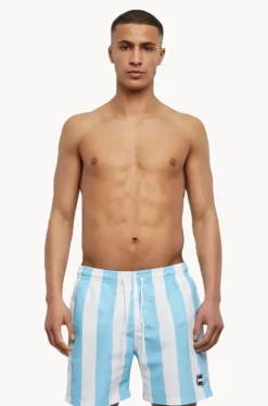 Boardshorts^Urban Classics Mens Bar Stripe Swim Short Blue/white