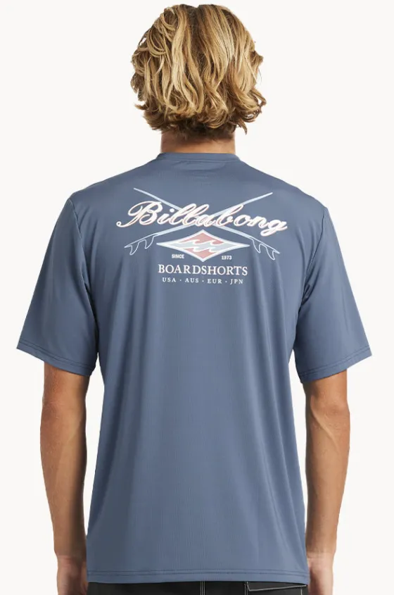 Rashies^Billabong Mens Crossboards Short Sleeve Suntop Teal