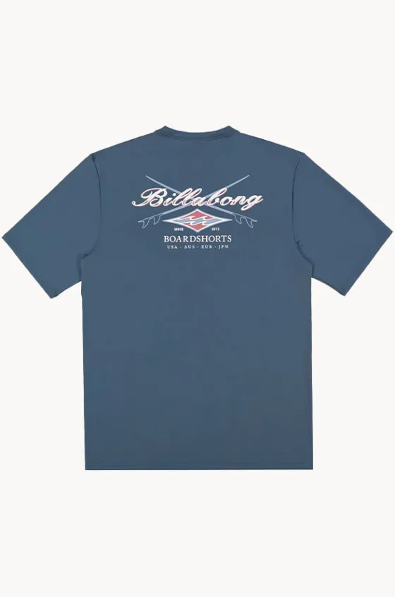 Rashies^Billabong Mens Crossboards Short Sleeve Suntop Teal
